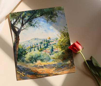 Affiche Jérusalem – Vue du Mont des Oliviers, Peinture Historique