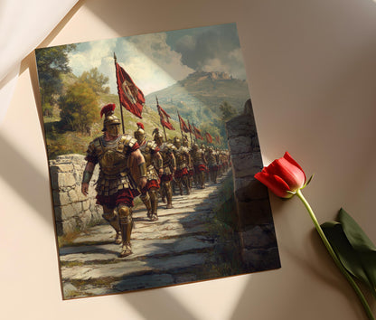 Affiche Légion Romaine – Poster Art de l'Armée de Rome sur un Pont