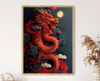 Affiche Dragon Chinois – Poster Art Print pour le Festival de Printemps