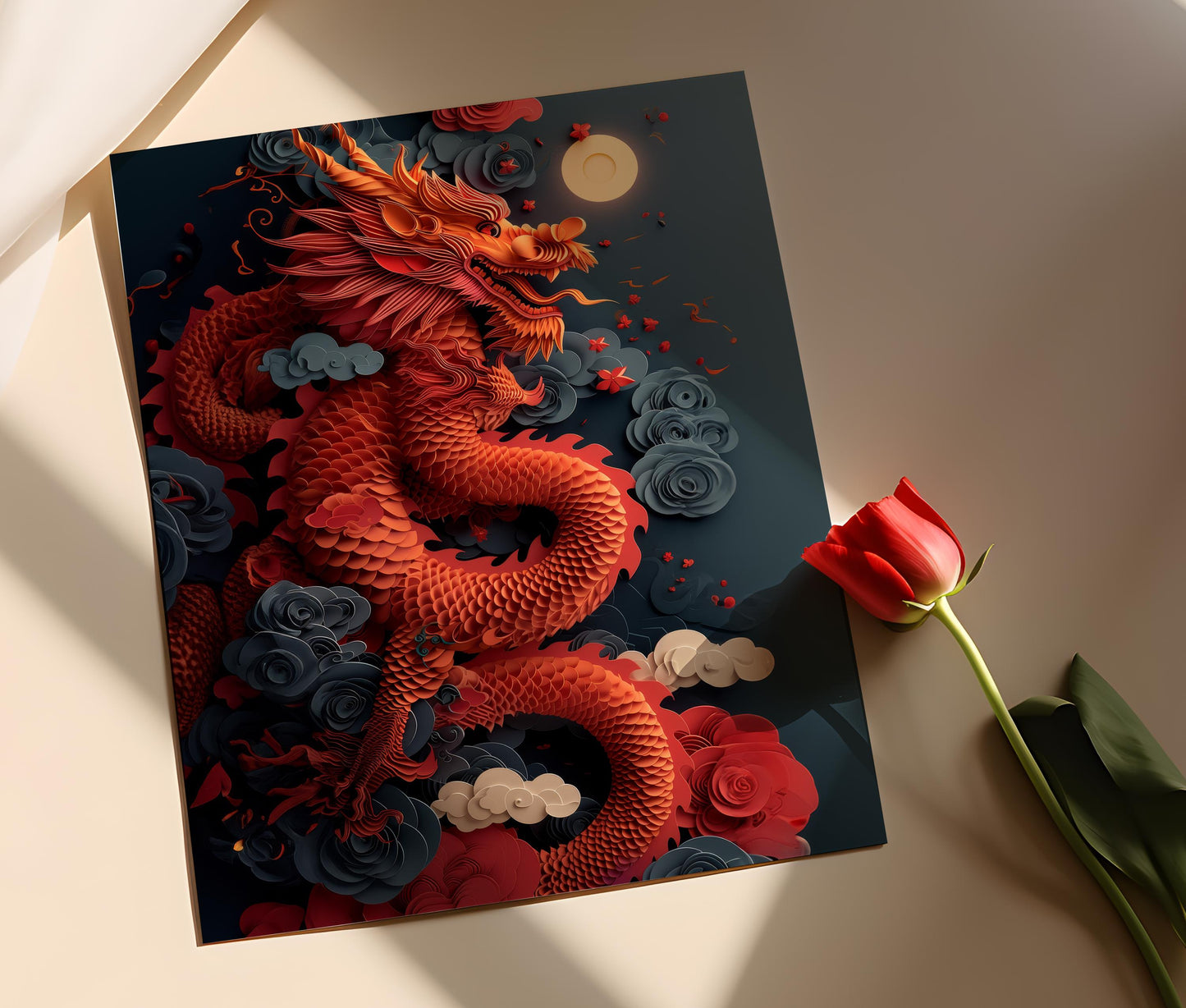 Affiche Dragon Chinois – Poster Art Print pour le Festival de Printemps