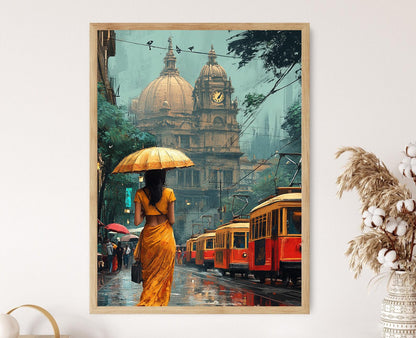 Affiche Femme Bengali – Poster Art de Rue à Kolkata, Décor Urbain
