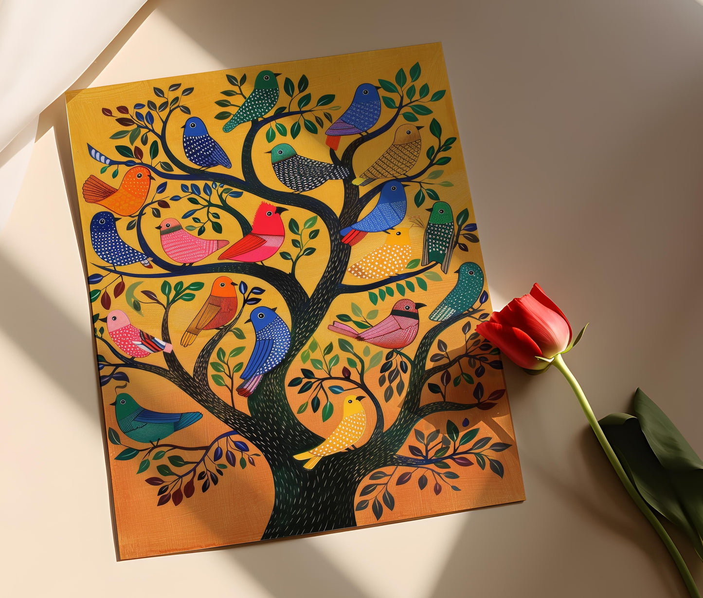 Affiche Art Gond – Peinture folklorique indienne, Arbre de Vie