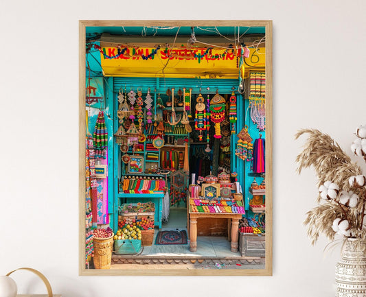 Affiche Souvenir Indien Colorée – Impression Artisanal de Marché