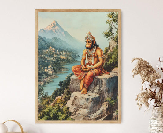 Affiche Hanuman – Poster du Seigneur Hanuman sur la Montagne Sanjeevani