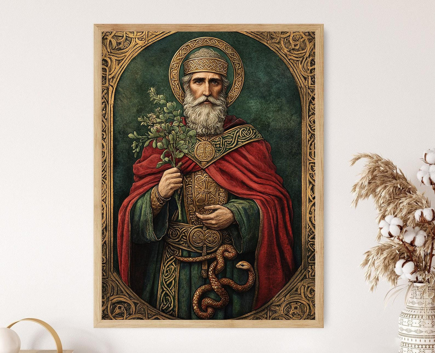 Affiche Manuscrit Illuminé Saint Patrick – Art Celtique et Religieux