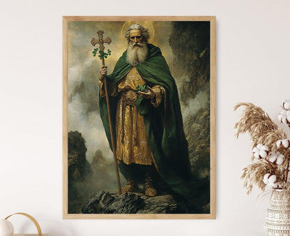 Affiche Saint Patrick – Peinture Croix Celtique et Trèfle Irlandais
