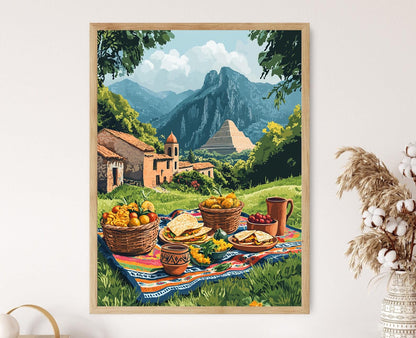 Affiche Tepoztlán – Illustration de montagne mexicaine pour restaurant