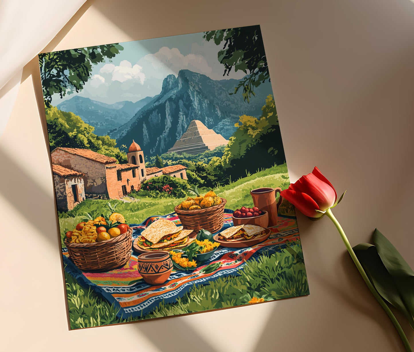 Affiche Tepoztlán – Illustration de montagne mexicaine pour restaurant