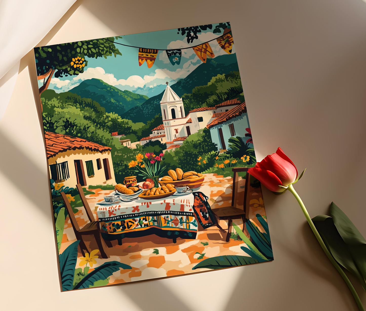 Affiche San Cristóbal – Impression Art déco Chiapas pour restaurant mexicain