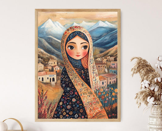 Affiche de Poupée Kurde Sulaymaniyah – Imprimé Art de Scène Villageoise