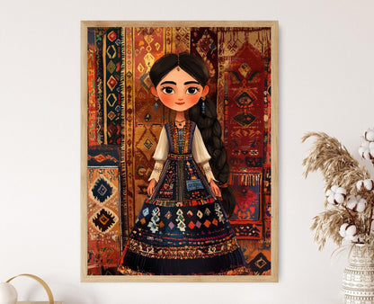Affiche Poupée Kurde de Diyarbakır – Art Traditionnel et Broderie