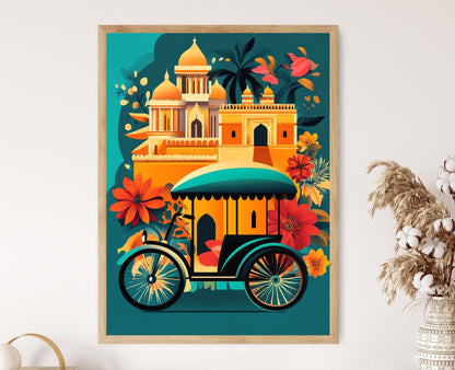 Affiche Rickshaw Indien – Poster Art Murale Punjabi Vectorielle