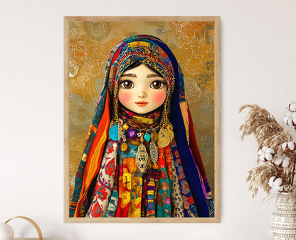 Affiche Fille Kurde – Poster Robe Traditionnelle et Broderie