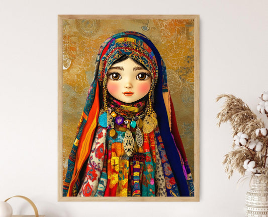 Affiche Fille Kurde – Poster Robe Traditionnelle et Broderie