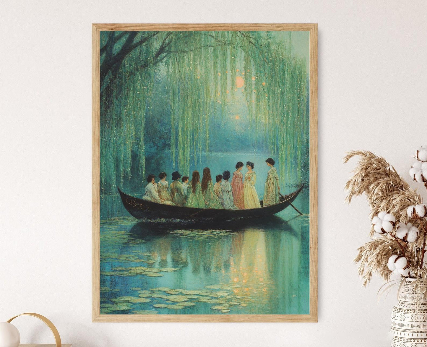 Affiche Préraphaélite – Poster Scène de Rivière avec Nénuphars et Figures