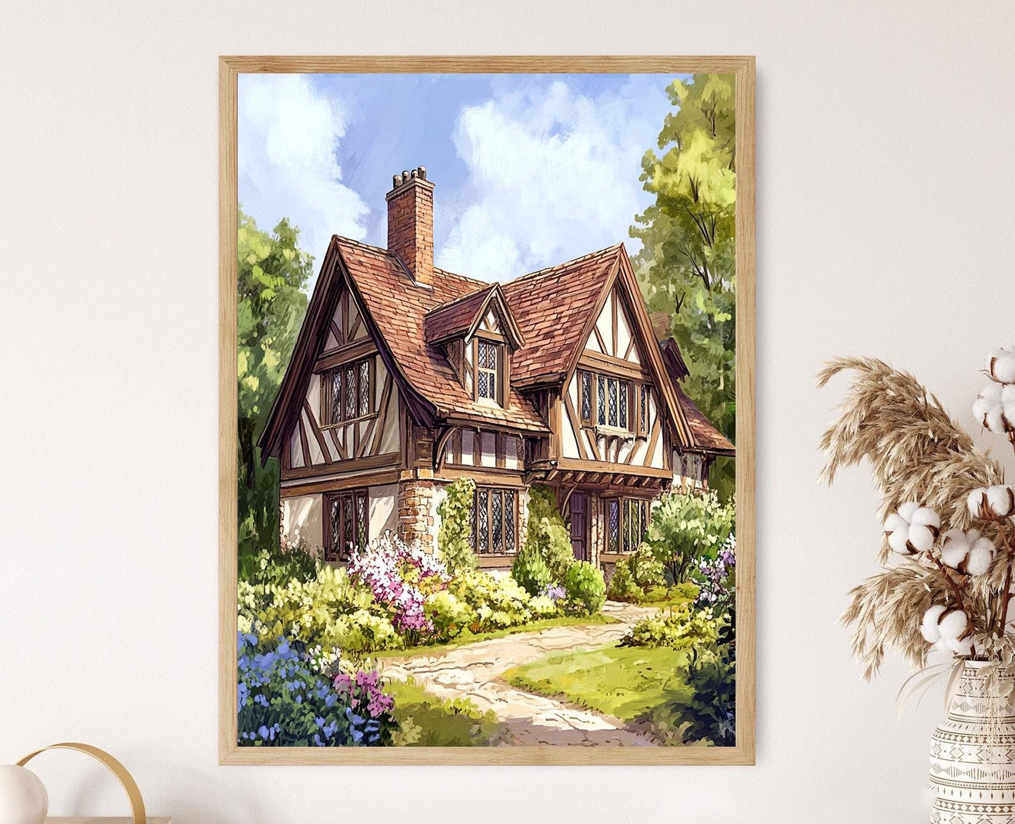 Affiche Manoir Tudor – Poster Architecture Anglaise Classique