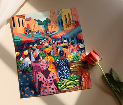 Affiche Marché Igbo – Poster Scène Culturelle Nigériane Vibrante