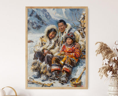 Affiche Vie de Famille Inuit – Poster Activités Quotidiennes Arctiques