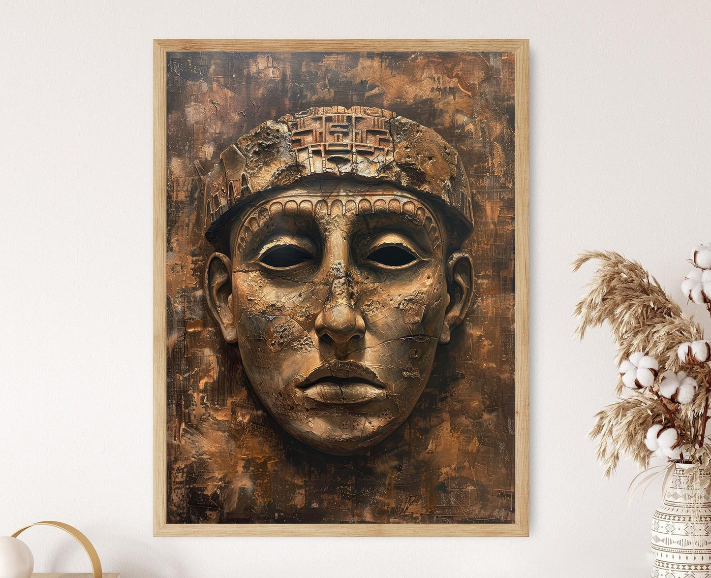 Affiche Étrusque – Poster Masque Funéraire Ancien d'Italie