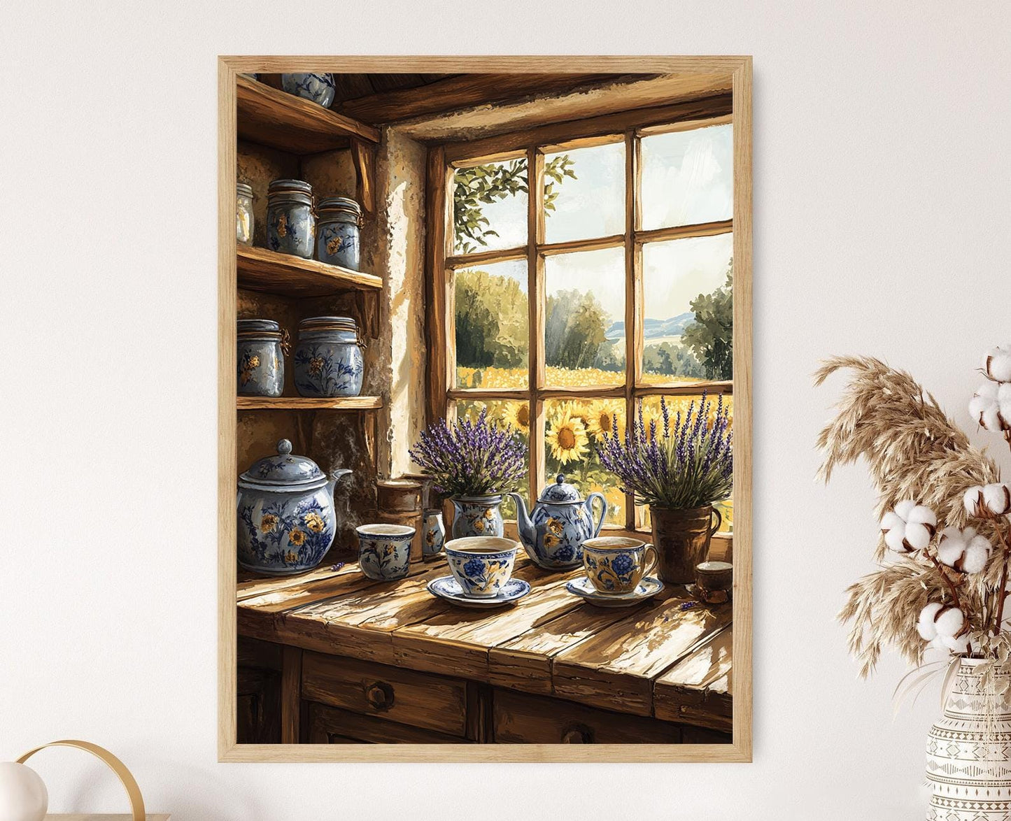 Affiche Art de Thé Français – Poster Rustique de Cuisine Provence