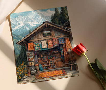 Affiche Himachal Pradesh – Poster Illustré de Châles en Laine et Artisanat