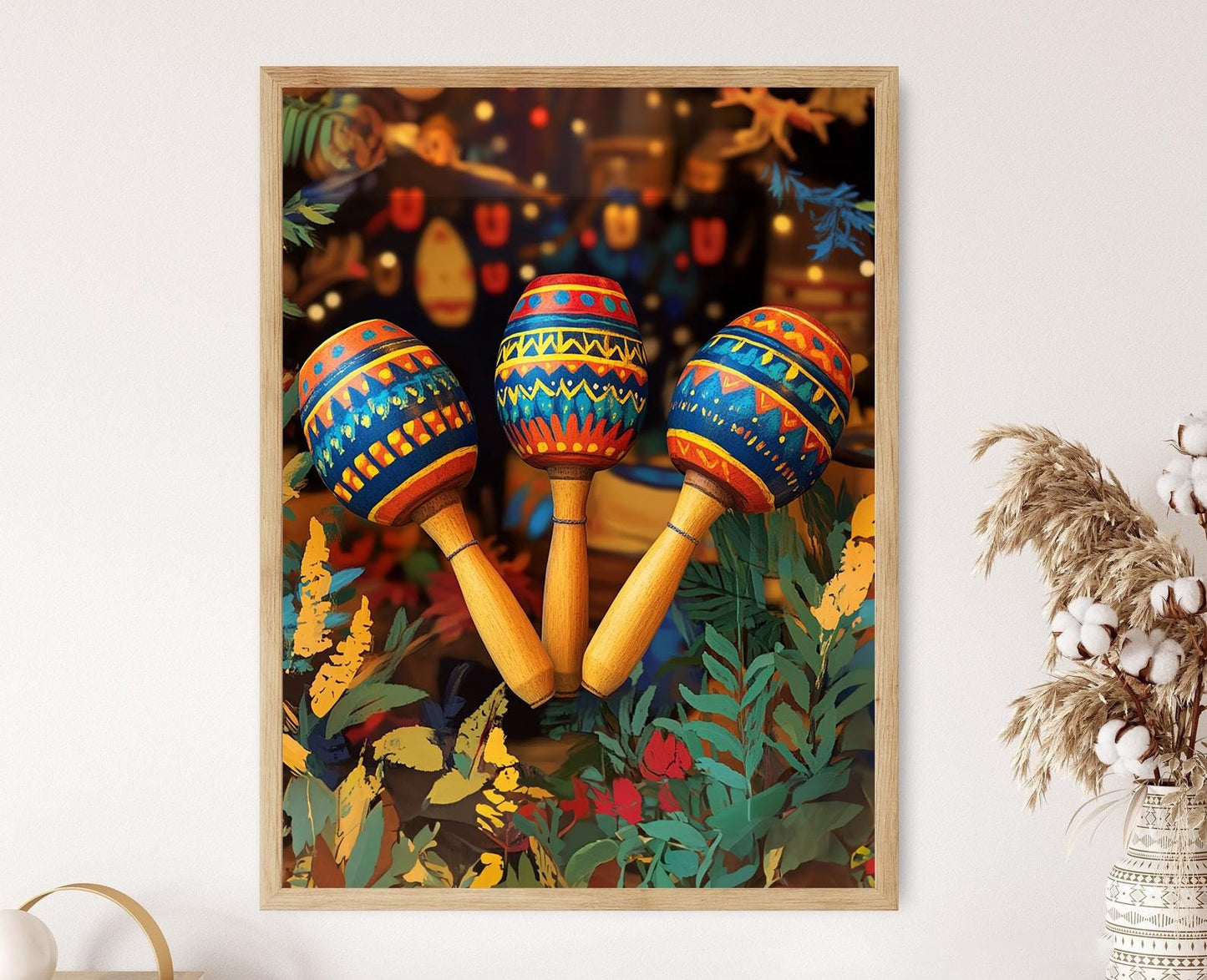 Affiche Maracas Festives – Art Print Coloré pour Fête Mexicaine