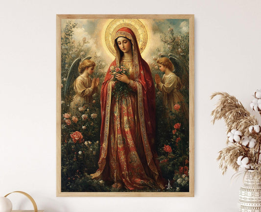 Affiche Madonna dans le Jardin Céleste – Poster Art Chrétien Byzantin