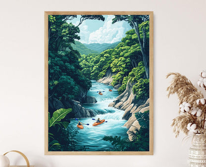 Affiche Aventure Cangrejal – Illustration des Rapides au Honduras