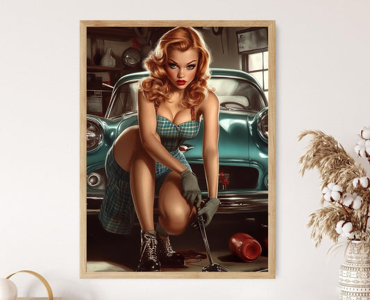 Affiche Vintage Rockabilly – Poster Art Retro Années 50, Décor Mécanique