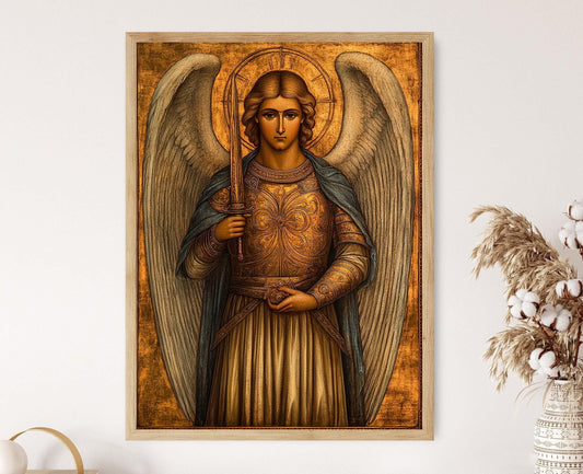 Affiche Archange Michel – Poster Art byzantine religieuse, impression chrétienne