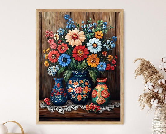 Affiche Wycinanki Florale – Poster Illustration d'Ornements Rustiques