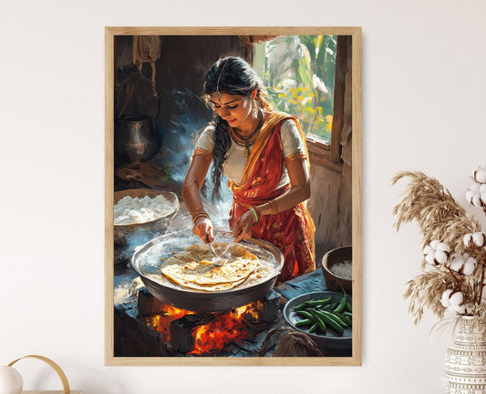 Affiche Aloo Paratha – Art Print de Cuisine Rustique Indienne