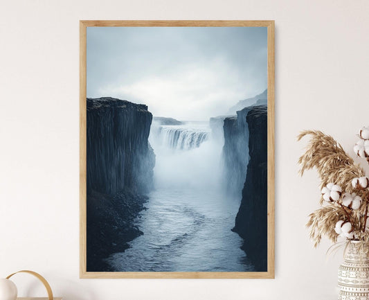 Affiche Dettifoss en Islande – Poster Cascade Puissante et Falaises Basaltiques
