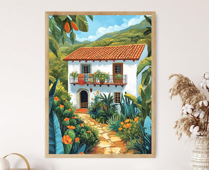 Affiche Maison Paysanne Salvadorienne – Art Floral de Flor de Izote