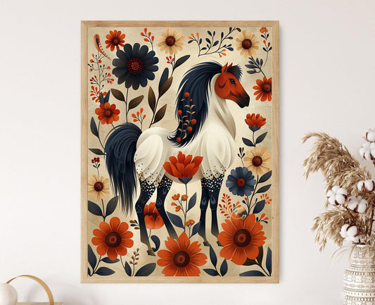 Affiche Scandinave – Poster Cheval Nordsvensk Brukshäst en Art déco