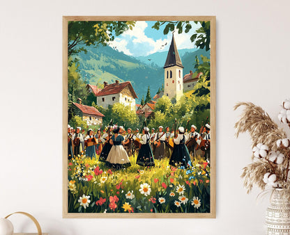 Affiche Mariage Bosnien – Poster Scène Traditionnelle de Village
