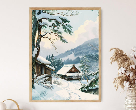 Affiche Paysage Neigeux Tranquille – Poster Nature Japonaise Toshi Yoshida