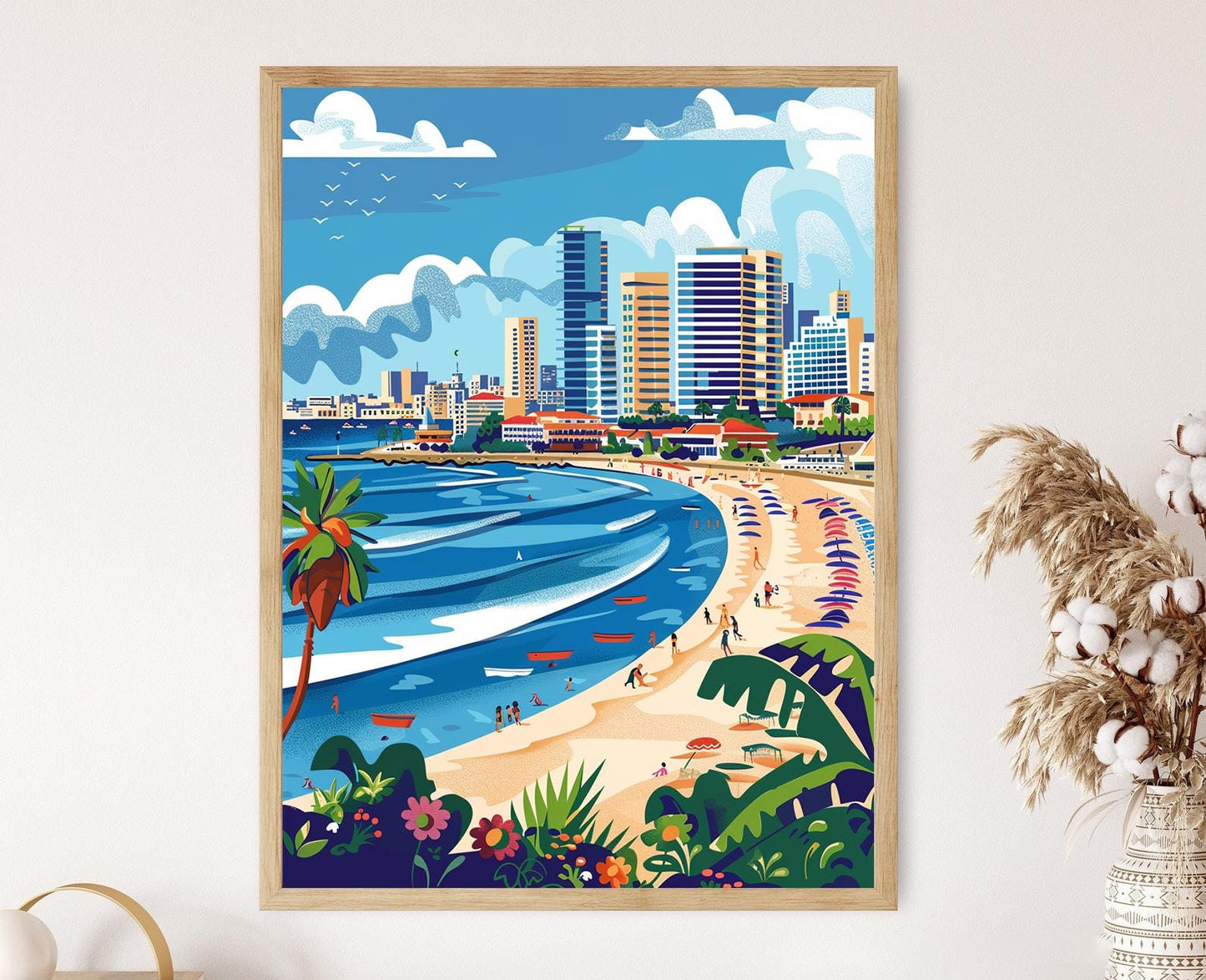 Affiche Tel Aviv – Imprimé artistique de la plage dynamique et skyline moderne