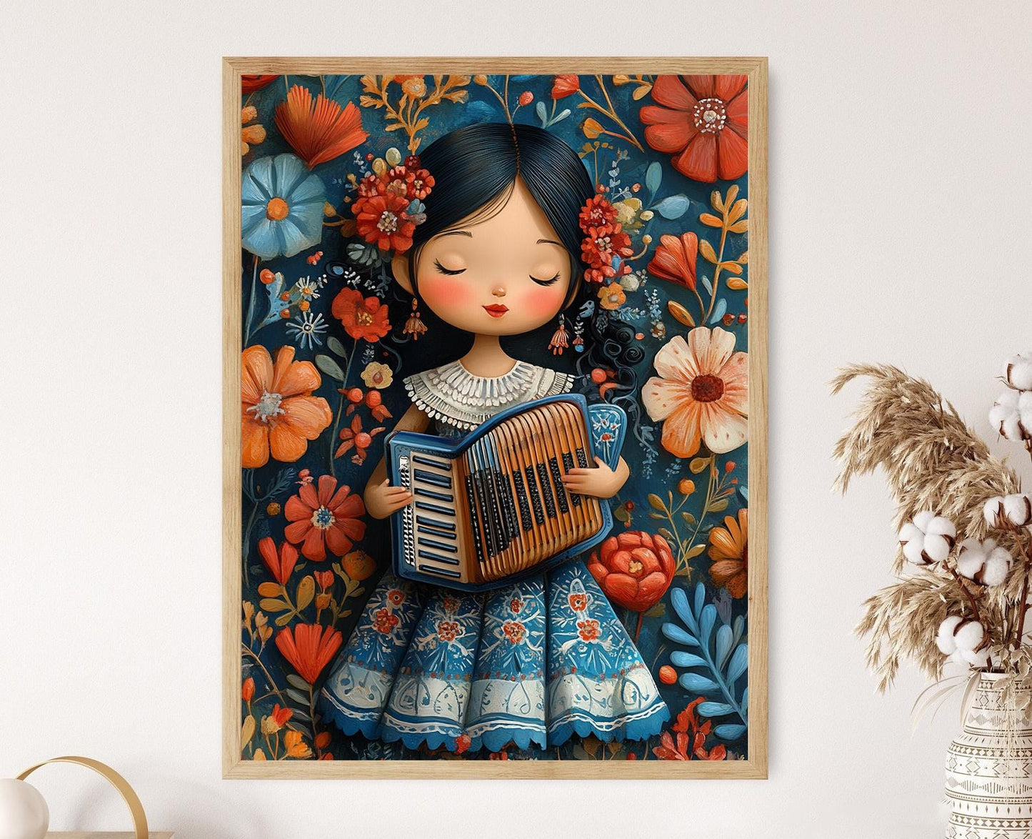 Affiche Nicaraguayenne – Poster Art Muñeca avec Accordéon