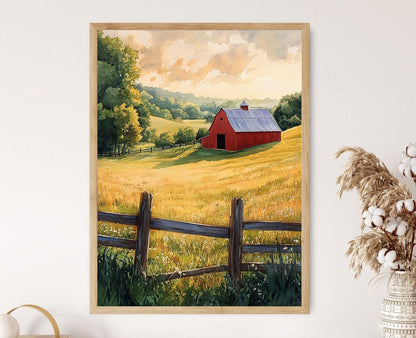 Affiche Champêtre Indiana – Poster Paysage Colline en Aquarelle