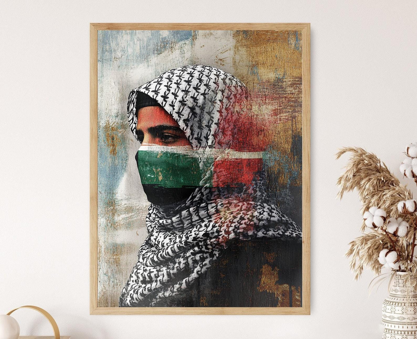 Affiche Kéfié Palestinien – Art Abstrait, Symbole de Résistance