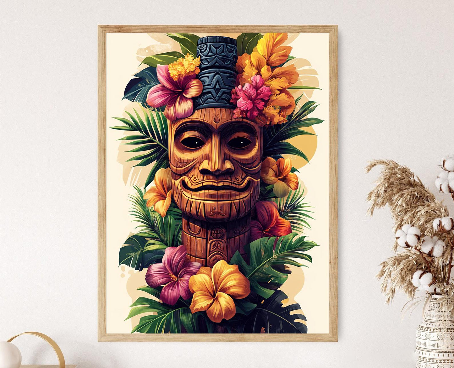 Affiche Tiki Hawaiian – Poster Art Polynésien en Bois