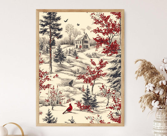 Affiche Toile de Jouy – Poster Vintage Floral pour Décor Élégant