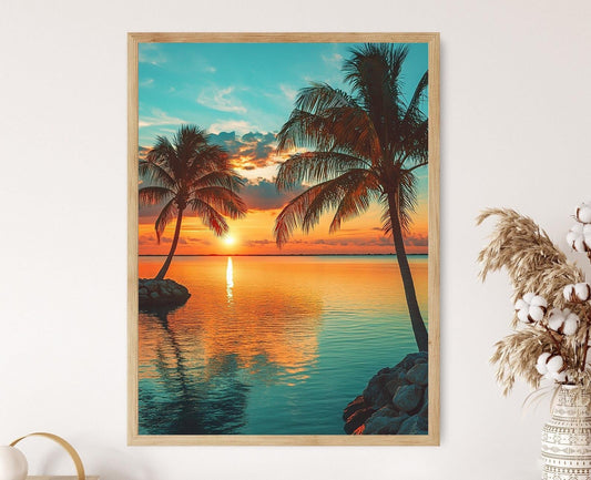 Affiche Florida Keys – Poster Art des Eaux Turquoises et Coucher de Soleil