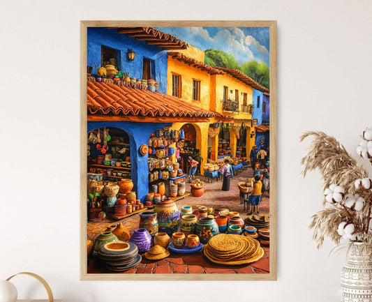 Affiche Marché Vénézuélien – Poster Arepas et Céramique Artisanale