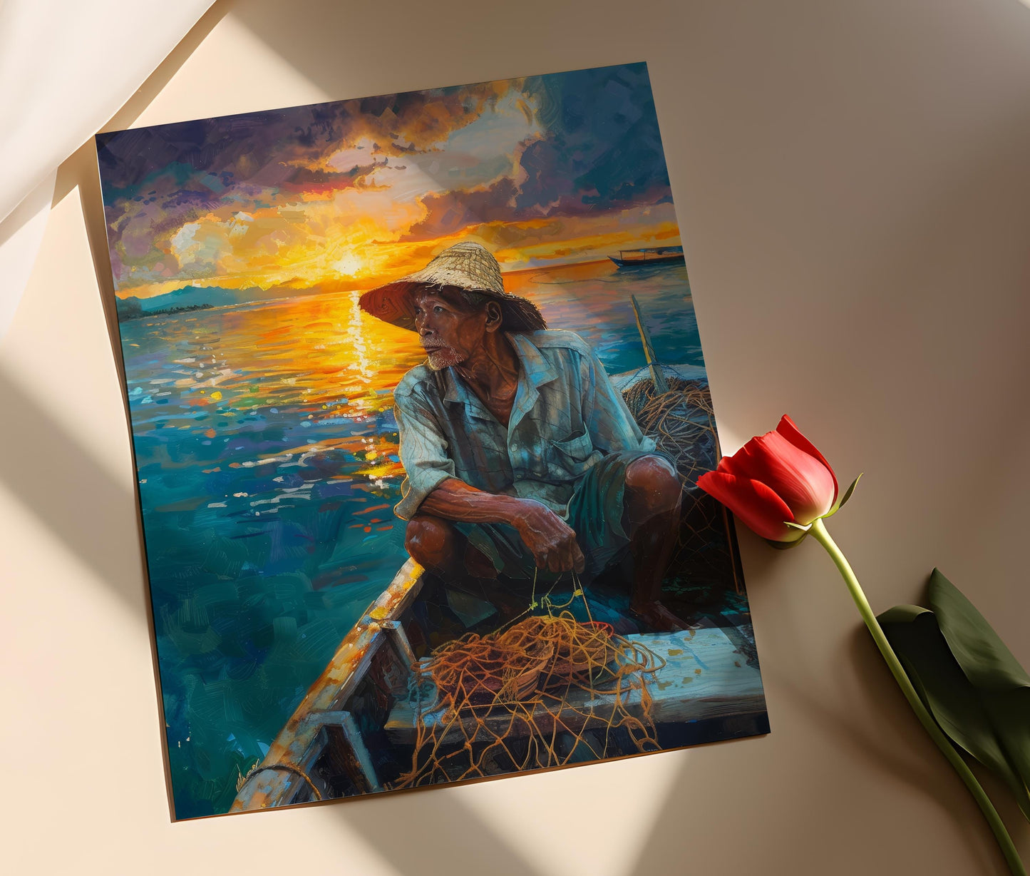 Affiche de Pêcheur Philippin – Art Print Scène Traditionnelle des Philippines