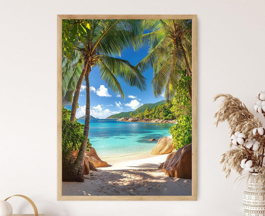 Affiche Seychelles – Poster Anse Lazio, Granit et Plage Dorée