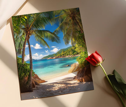 Affiche Seychelles – Poster Anse Lazio, Granit et Plage Dorée