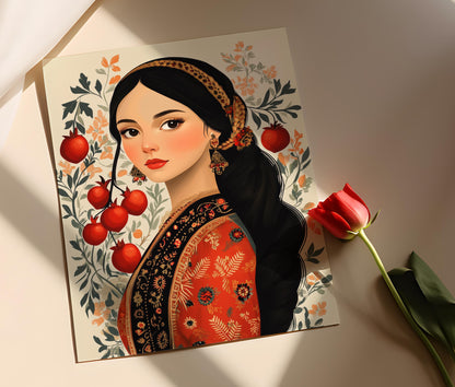 Affiche Femme Arménienne en Robe Traditionnelle – Art Yerevan Culture