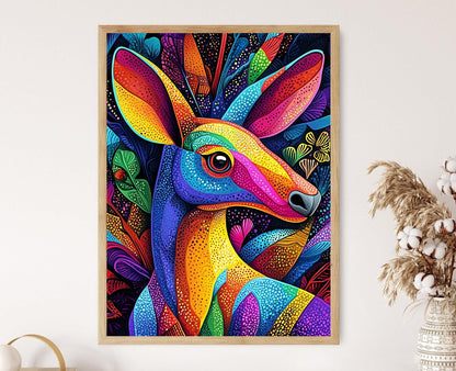 Affiche Kangourou Tinga Tinga – Illustration Colorée de la Faune Tanzanienne